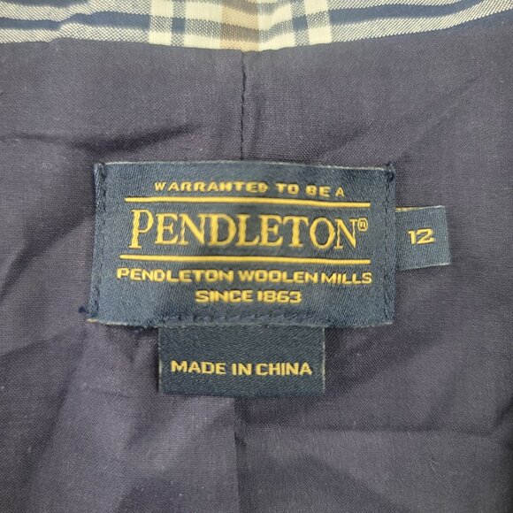 Pendleton Womens Lined Plaid Blazer Jacket Size 12 Beige Navy New with Tags - Picture 3 of 12